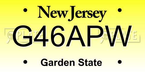 G46APW New Jersey License Plate