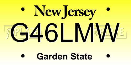 G46LMW New Jersey License Plate