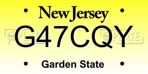 G47CQY New Jersey License Plate