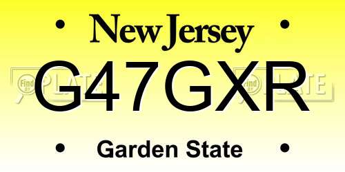 G47GXR New Jersey License Plate