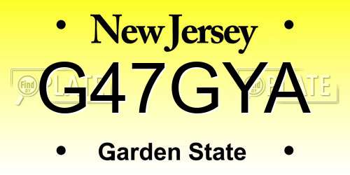 G47GYA New Jersey License Plate