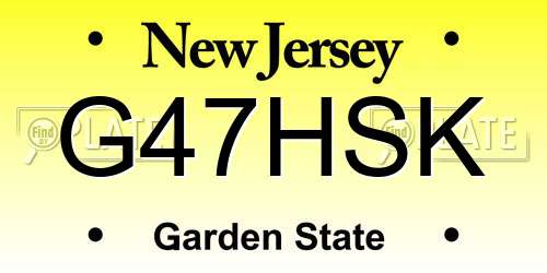 G47HSK New Jersey License Plate