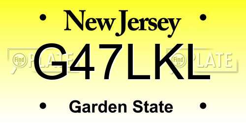 G47LKL New Jersey License Plate