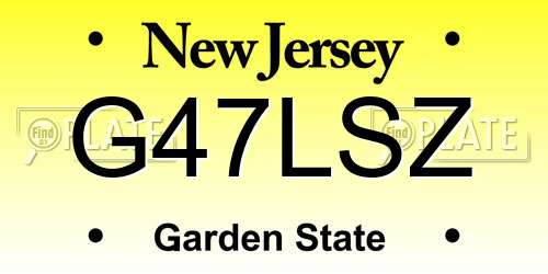 G47LSZ New Jersey License Plate