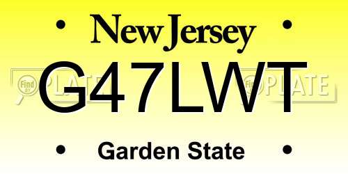 G47LWT New Jersey License Plate
