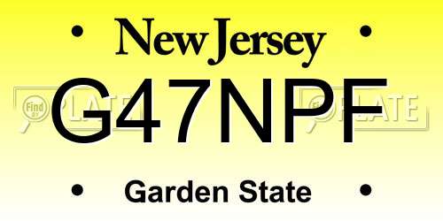 G47NPF New Jersey License Plate