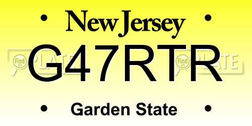 G47RTR New Jersey License Plate