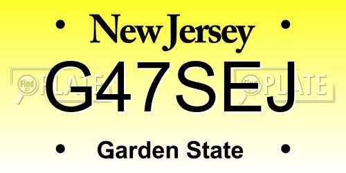 G47SEJ New Jersey License Plate