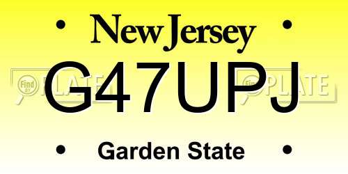 G47UPJ New Jersey License Plate