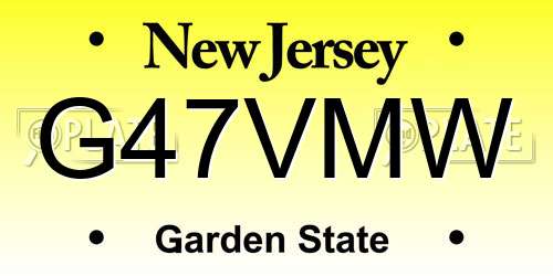 G47VMW New Jersey License Plate