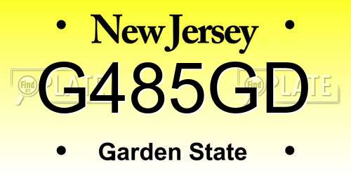 G485GD New Jersey License Plate