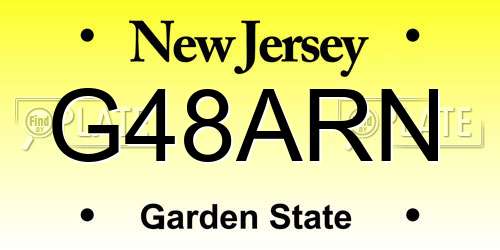 G48ARN New Jersey License Plate
