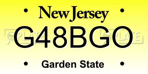 G48BGO New Jersey License Plate