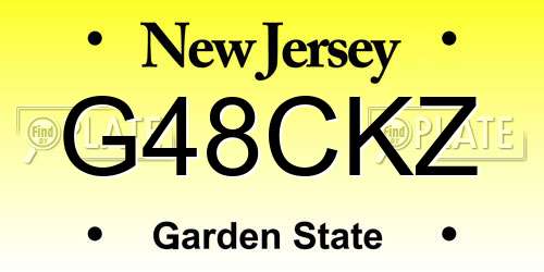 G48CKZ New Jersey License Plate