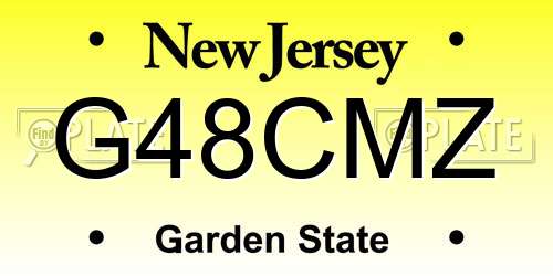 G48CMZ New Jersey License Plate