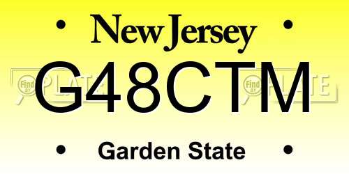 G48CTM New Jersey License Plate