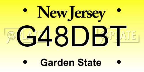 G48DBT New Jersey License Plate