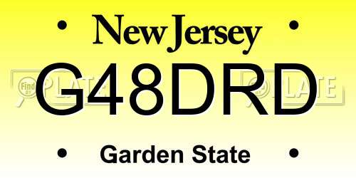 G48DRD New Jersey License Plate