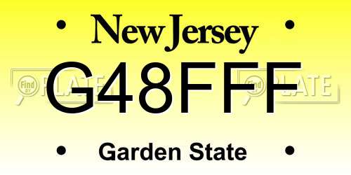 G48FFF New Jersey License Plate