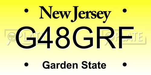 G48GRF New Jersey License Plate
