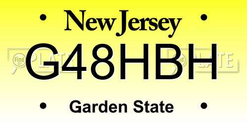 G48HBH New Jersey License Plate