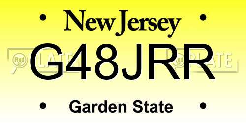 G48JRR New Jersey License Plate