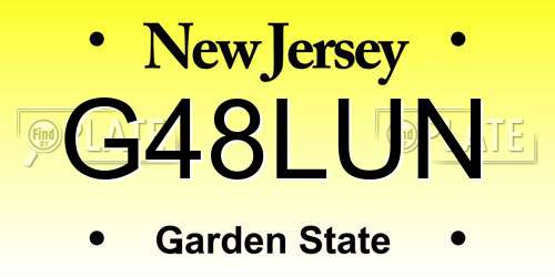 G48LUN New Jersey License Plate