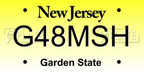 G48MSH New Jersey License Plate