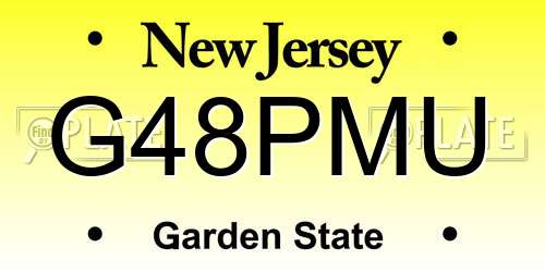 G48PMU New Jersey License Plate