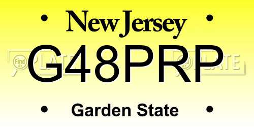 G48PRP New Jersey License Plate