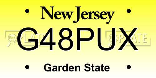 G48PUX New Jersey License Plate
