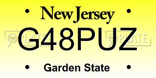 G48PUZ New Jersey License Plate