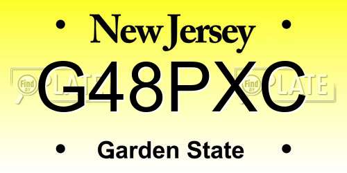 G48PXC New Jersey License Plate