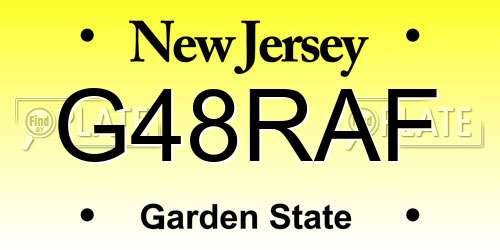 G48RAF New Jersey License Plate