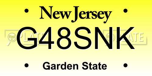 G48SNK New Jersey License Plate