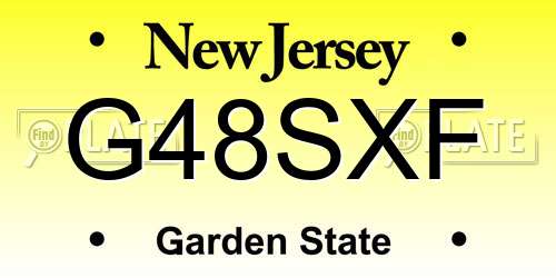 G48SXF New Jersey License Plate