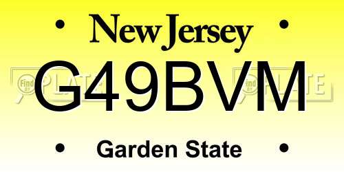 G49BVM New Jersey License Plate