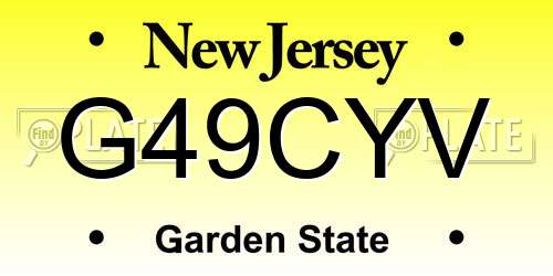 G49CYV New Jersey License Plate