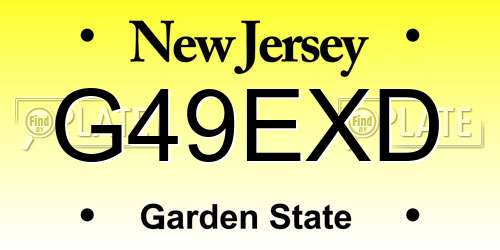 G49EXD New Jersey License Plate