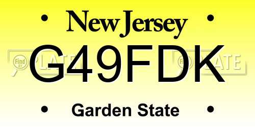 G49FDK New Jersey License Plate