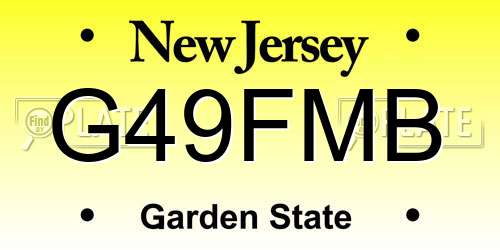G49FMB New Jersey License Plate