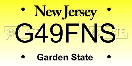 G49FNS New Jersey License Plate