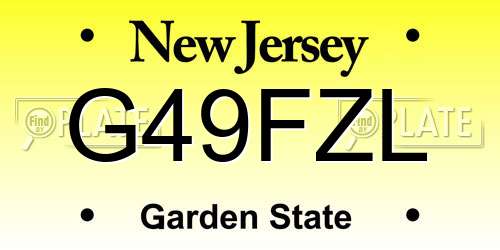G49FZL New Jersey License Plate