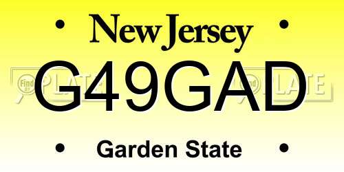 G49GAD New Jersey License Plate
