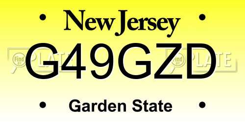 G49GZD New Jersey License Plate