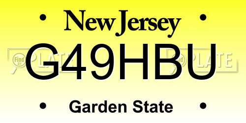 G49HBU New Jersey License Plate