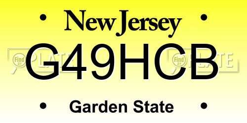 G49HCB New Jersey License Plate