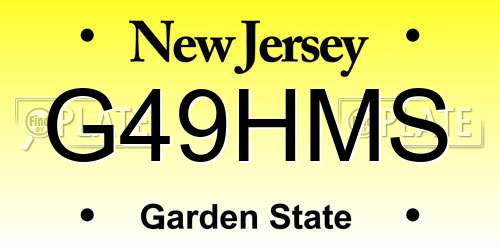G49HMS New Jersey License Plate