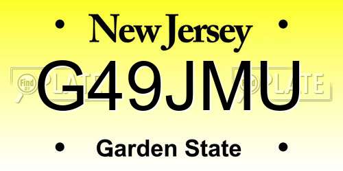 G49JMU New Jersey License Plate