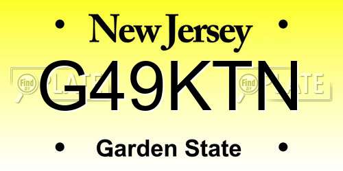 G49KTN New Jersey License Plate